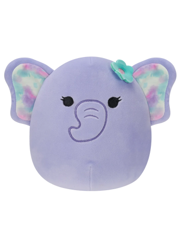 Squishmallows Fioletowa słonica z kwiatową spinką Anjali, 20 cm