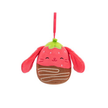 Squishmallows Przypinka truskawkowy króliczek umoczony w czekoladzie Gunda, 9 cm