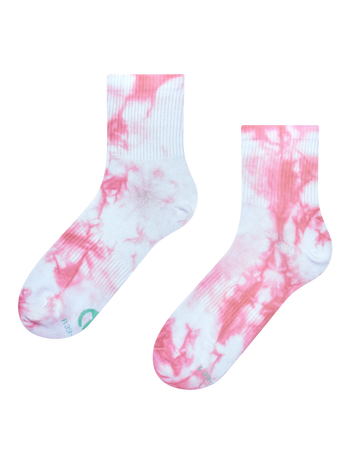 Różowe skarpetki do łydek z efektem tie dye