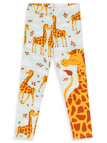 Wesołe bawełniane legginsy dziecięce Zakochane żyrafy