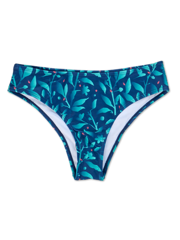 Dół od bikini ze średnim stanem Turkusowe kwiaty