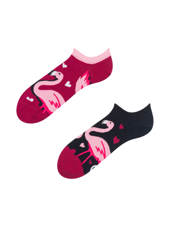 Wesołe skarpetki do sneakersów Flamingi i serca