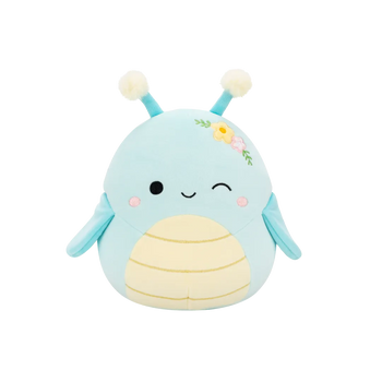 Squishmallows Mrugający niebieski świerszcz Giles z kwiatami, 20 cm