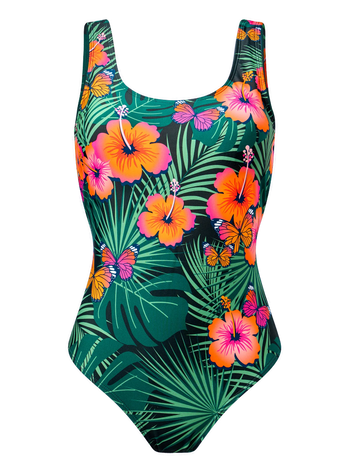 Wesoły jednoczęściowy strój kąpielowy dla kobiet Hibiskus