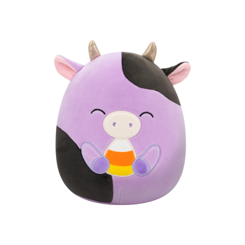 Squishmallows Fioletowa krowa z zamkniętymi oczami trzymająca cukierka Alexie, 20 cm