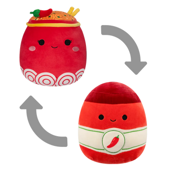 Squishmallows 2 w 1 Czerwone kluski z ogniem Odion/Sriracha Illia, 13 cm