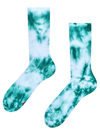 Szmaragdowe prążkowane skarpetki tie dye