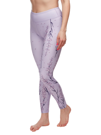 Wesołe legginsy treningowe Kwiaty lawendy