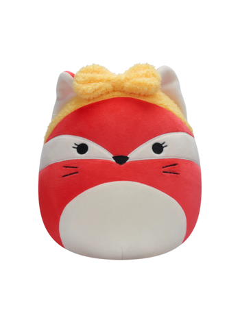 Squishmallows różowy lis Fifi z żółtą opaską na głowę, 20 cm