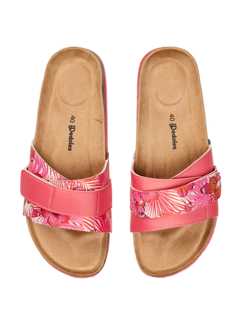 Damskie klapki z korka Hibiskus