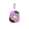 Squishmallows Przypinka fioletowo-czarna krowa z muszką Alexie, 9 cm