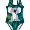 Wesoły strój kąpielowy dla dziewcząt Koala i liście