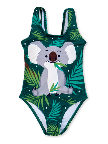 Wesoły strój kąpielowy dla dziewcząt Koala i liście