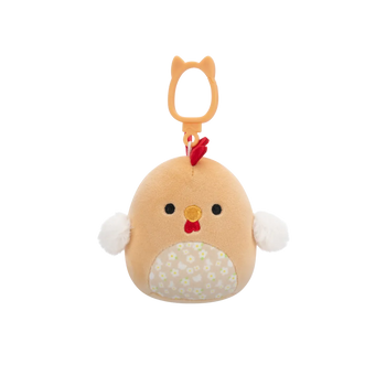 Squishmallows Przypinka brązowy kogut z kwiatowym brzuchem Rutie, 9 cm
