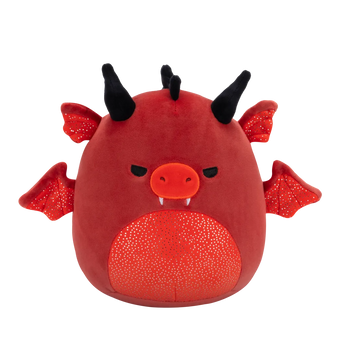 Squishmallows Czerwony smok o wściekłym spojrzeniu z błyszczącym brzuchem Salami, 20 cm