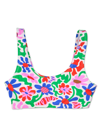 Góra od sportowego wesołego bikini Szalone kwiaty