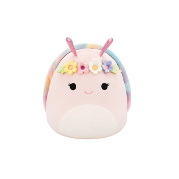 Squishmallows Różowy ślimak z muszlą i koroną kwiatową Silvina, 20 cm