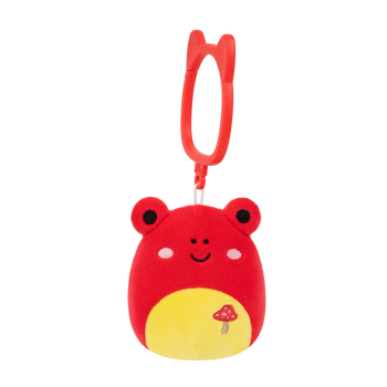 Brelok Squishmallows — Obu czerwona tropikalna żaba z haftowanymi grzybami, 9 cm