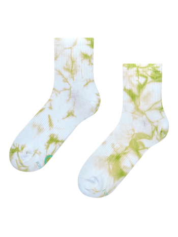 Limonkowe skarpetki do łydek z efektem tie dye