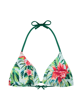 Wesoły trójkątny top od bikini Tropikalne kwiaty