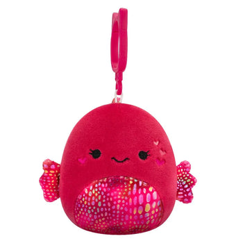 Squishmallows Przypinany malinowy bojownik syjamski Barella, 9 cm