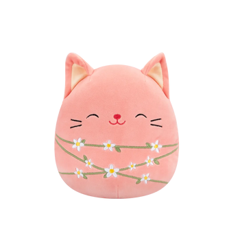 Squishmallows Brzoskwiniowy kot opleciony kwiatowymi łodygami Wilka, 20 cm