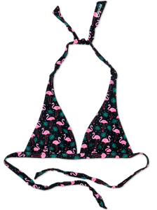 Wesoły trójkątny top od bikini Flamingi i liście