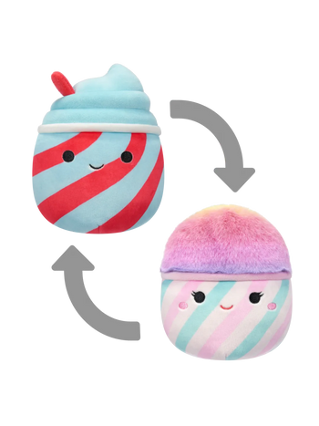 Squishmallows 2 w 1 Slushie Tucker i wata cukrowa Bevin, 13 cm