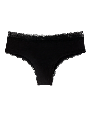 Czarne damskie koronkowe figi hipster
