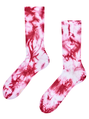 Burgundowe prążkowane skarpetki tie dye